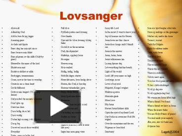 ært Stol Conform PPT – Lovsanger PowerPoint presentation | free to view - id: 11f6c-Y2ZlM