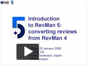 revman 5  and installation