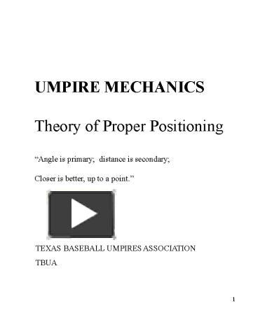 PPT - Two Umpire Crew Mechanics - 60' Bases PowerPoint Presentation, free  download - ID:1777652