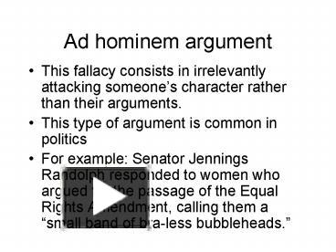 ad hominem argument example