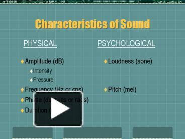 Characteristics of Sound presentation | free to view