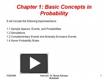 Chapter 1: Basic Concepts in Probability presentation | free to view