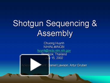 PPT – Shotgun Sequencing PowerPoint presentation | free to view - id