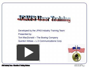 Ppt Developed By The Jpas Industry Training Team Powerpoint