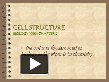 PPT – CELL STRUCTURE BIOLOGY 1010: CHAPTER 4 PowerPoint presentation ...