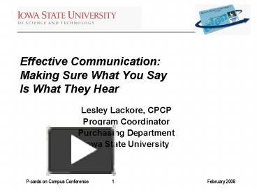 PPT – Effective Communication: Making Sure What You Say Is What They ...