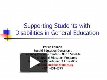 Supporting Students with Disabilities in General Education presentation ...