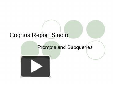 Cognos 10 report studio ppt