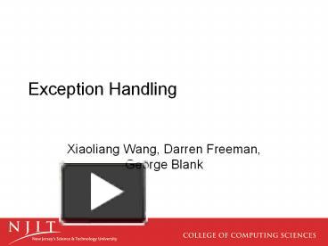 Exception Handling presentation | free to view image.