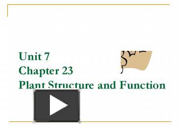 PPT – Unit 7 Chapter 23 Plant Structure and Function PowerPoint ...