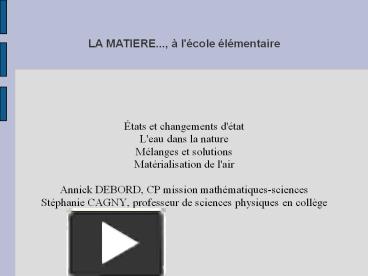 LA MATIERE..., presentation | free to download