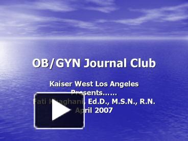 journal club presentation ppt obstetrics and gynecology