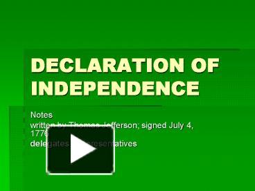 DECLARATION OF INDEPENDENCE presentation | free to download