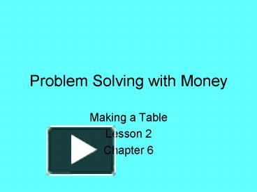 Problem Solving with Money presentation | free to view