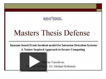 Masters thesis proposal presentation