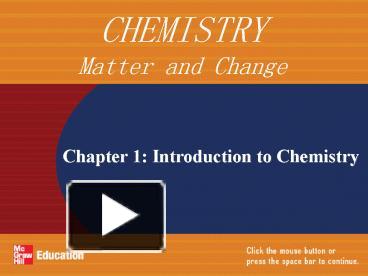PPT – Chapter 1: Introduction to Chemistry PowerPoint presentation ...