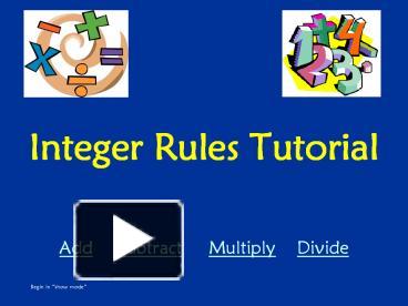 Integer Rules Tutorial presentation | free to download