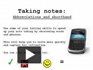 Taking notes: Abbreviations and shorthand presentation | free to download