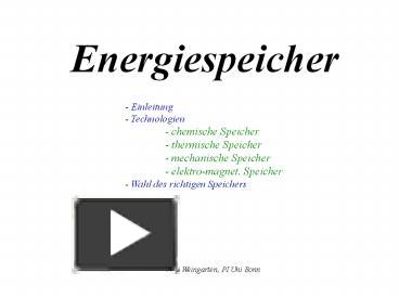 Ppt Energiespeicher Powerpoint Presentation Free To Download Id 5bbee4 Yja2n
