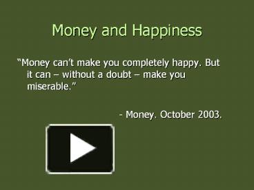 Money and Happiness presentation | free to view