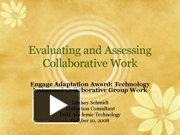 PPT – Evaluating and Assessing Collaborative Work PowerPoint ...