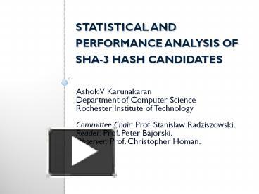 Ppt Statistical And Performance Analysis Of Sha 3 Hash