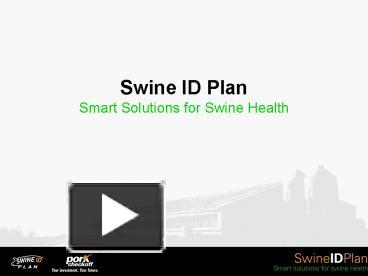 Swine ID Plan Smart Solutions for Swine Health presentation | free to view