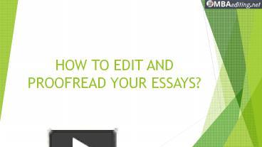 How to Edit and Proofread Your Essay presentation | free to download