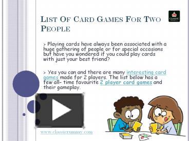 PPT – List Of Card Games For Two People PowerPoint presentation | free ...