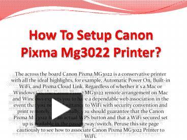 how to setup canon mg3022 printer on mac