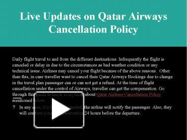 Facts About Qatar Airways Cancellation & Refund Policy presentation