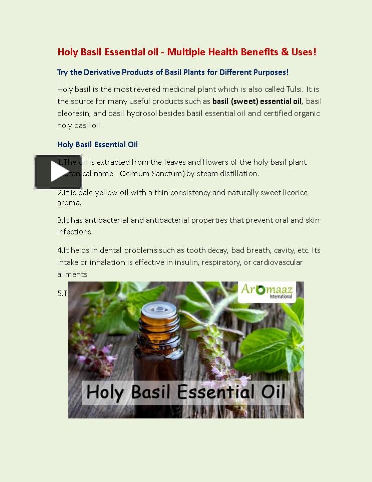 PPT Holy Basil Essential oil Multiple Health Benefits & Uses