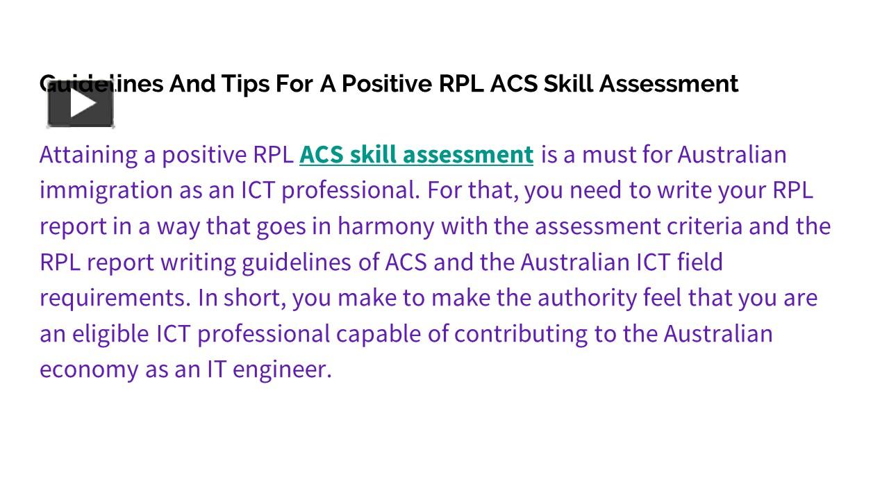 PPT Guidelines And Tips For A Positive RPL ACS Skill Assessment