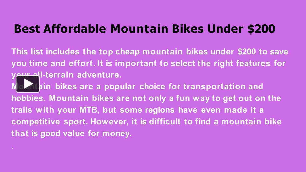 PPT Best Affordable Mountain Bikes Under 200 PowerPoint presentation