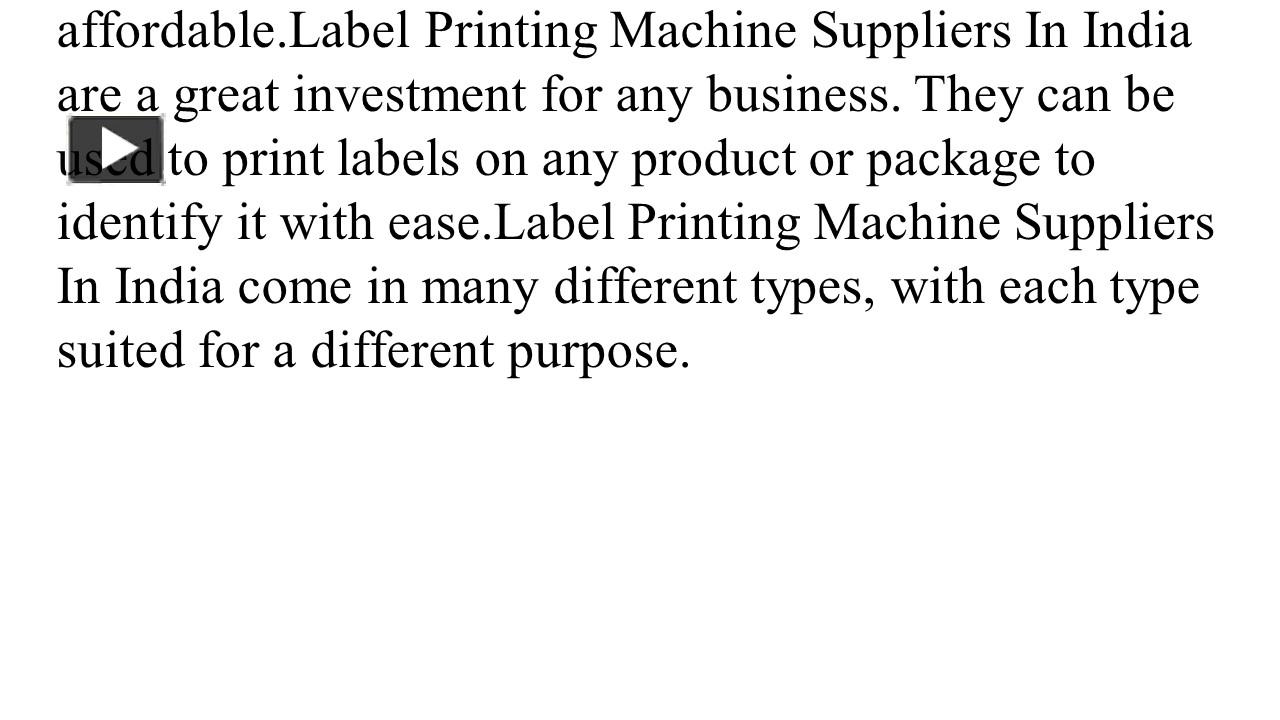 PPT Label Printing Machine Suppliers In India Label Printing Machine (1) PowerPoint