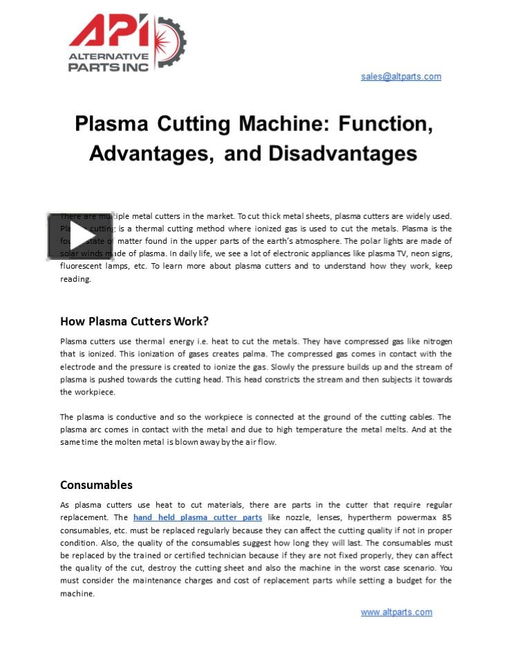 PPT Plasma Cutting Machine Function, Advantages, and Disadvantages