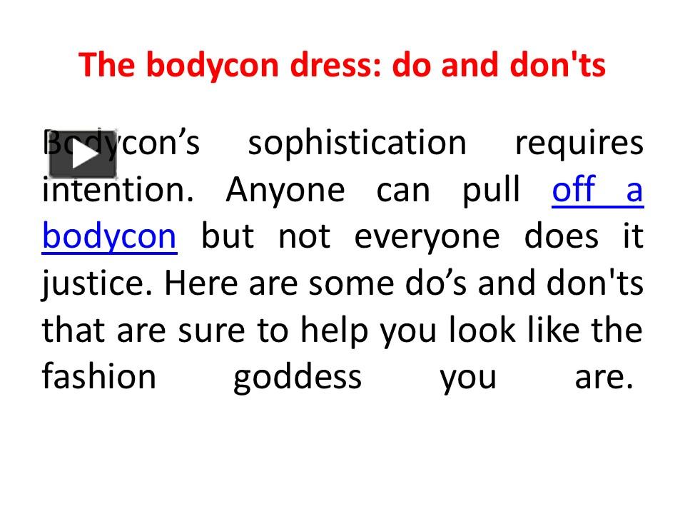 PPT The Bodycon Dress do and don'ts PowerPoint presentation free
