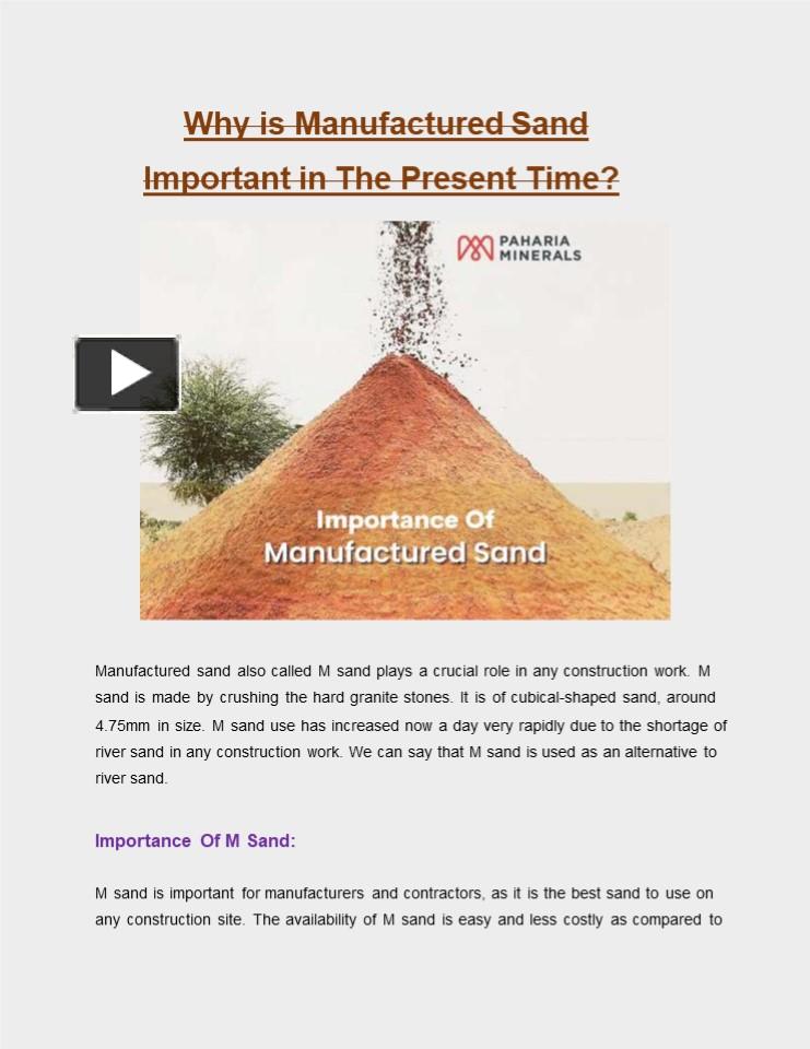 PPT Why Is Manufactured Sand Important In The Present Time