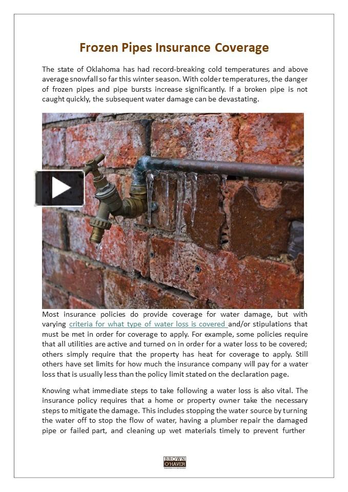 PPT Frozen Pipes Insurance Coverage PowerPoint presentation free to