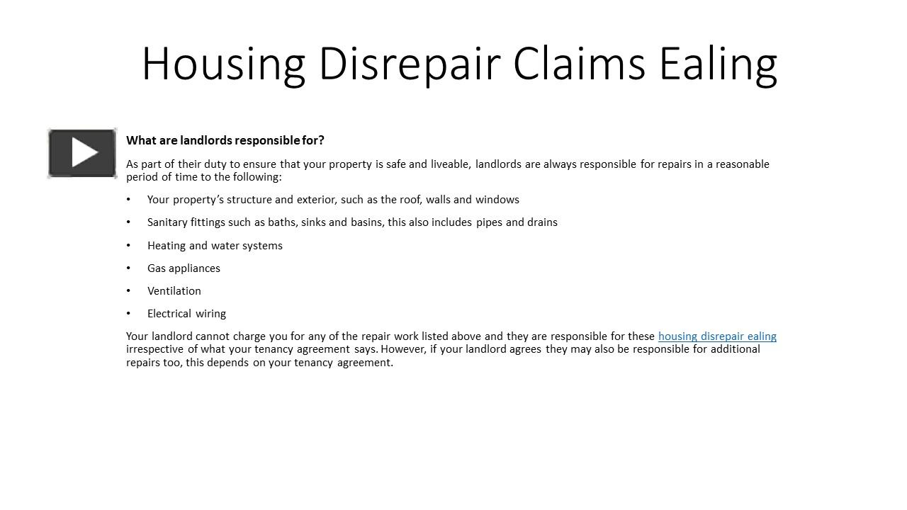 PPT Housing Disrepair Claims Ealing PowerPoint presentation free to