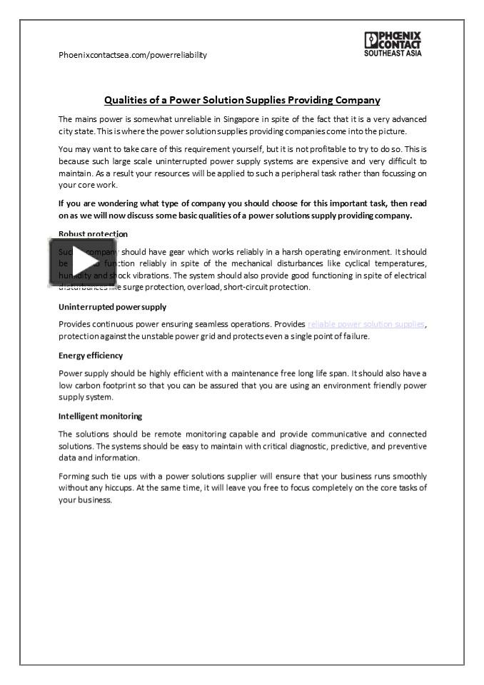 PPT Qualities of a Power Solution Supplies Providing Company