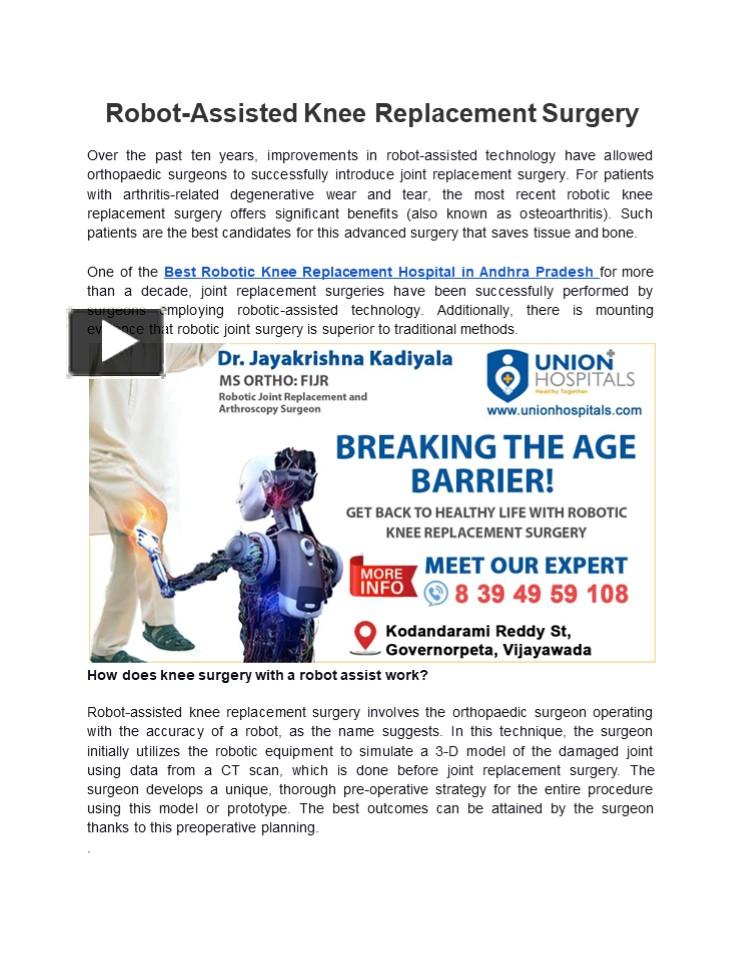 PPT RobotAssisted Knee Replacement Surgery PowerPoint presentation
