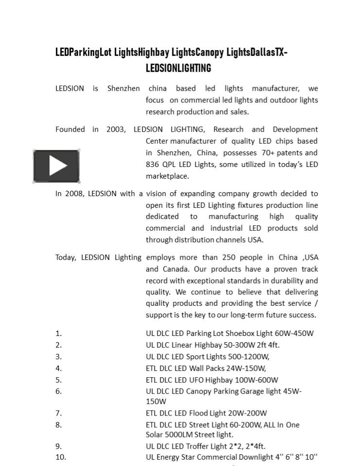 PPT LED Parking Lot Lights High bay Lights Canopy Lights Dallas TX