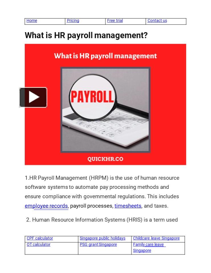 PPT What is HR payroll management PowerPoint presentation free to