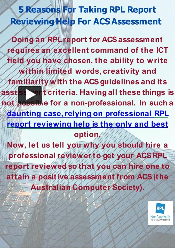 PPT 5 Reasons For Taking RPL Report Reviewing Help For ACS Assessment