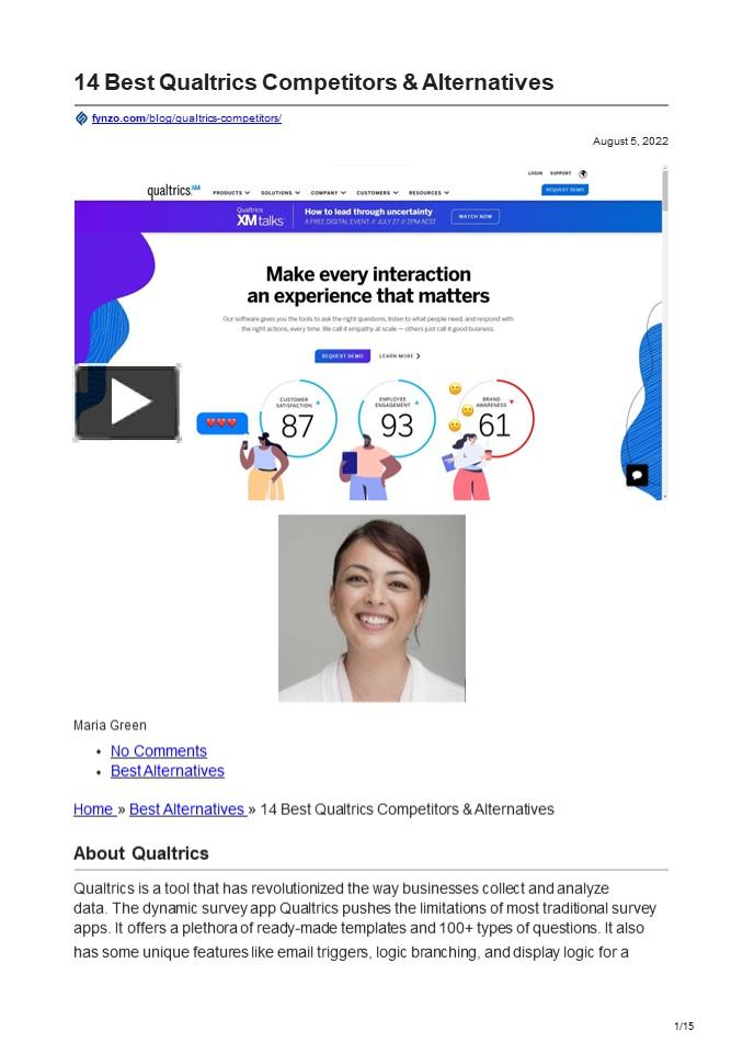 PPT 14 Best Qualtrics Competitors & Alternatives PowerPoint presentation free to download