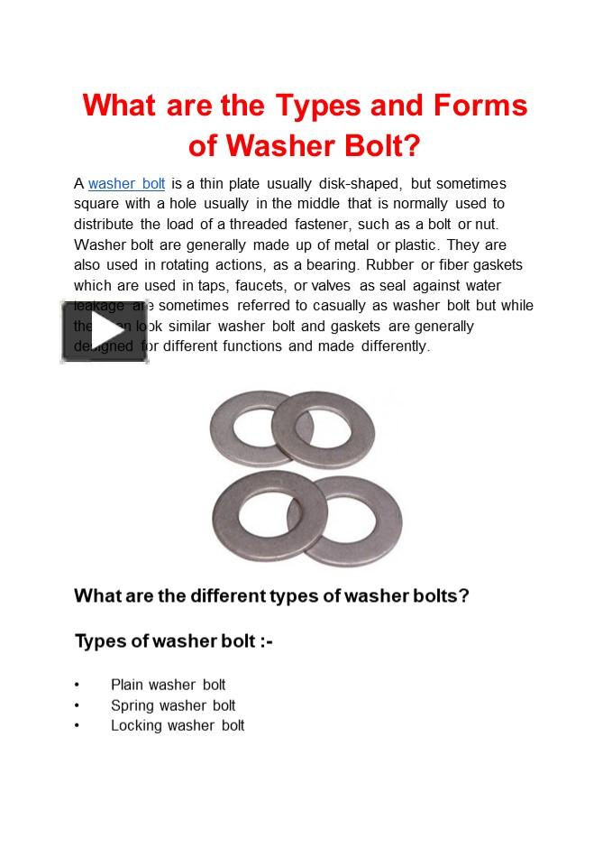 PPT What are the Types and Forms of Washer Bolt? PowerPoint