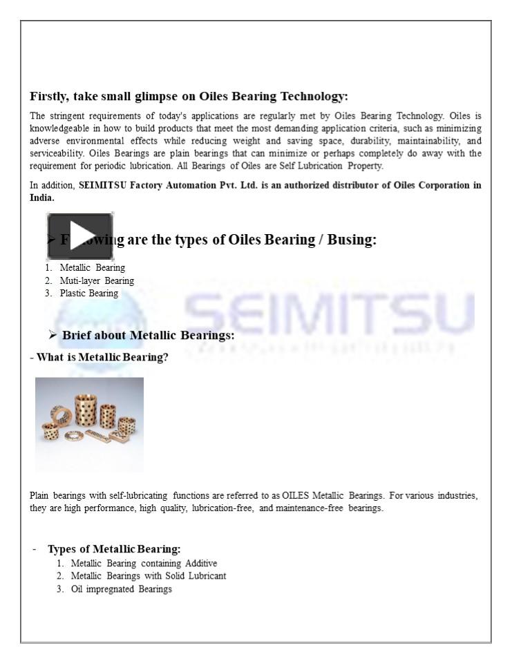 PPT Informative PDF of Oiles Selflubricating Bearings SEIMITSU