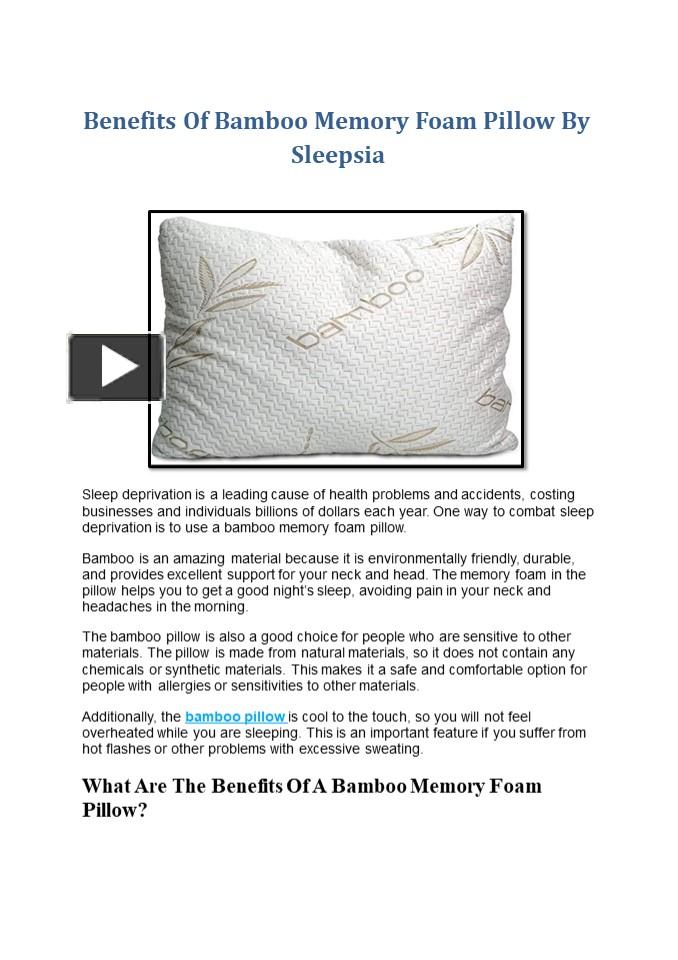 PPT Benefits Of Bamboo Memory Foam Pillow By Sleepsia PowerPoint