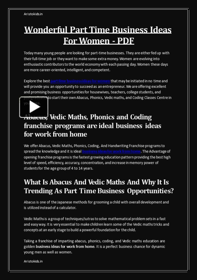 part time job ideas for working women